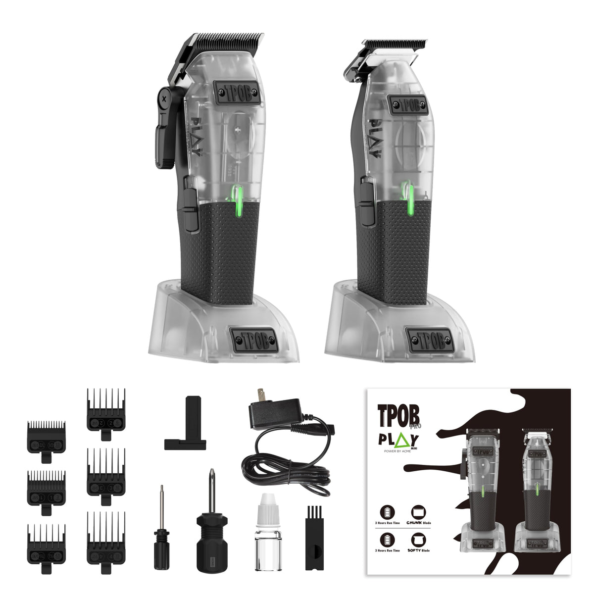 TPOB transparent set front angle showing compact design and professional look