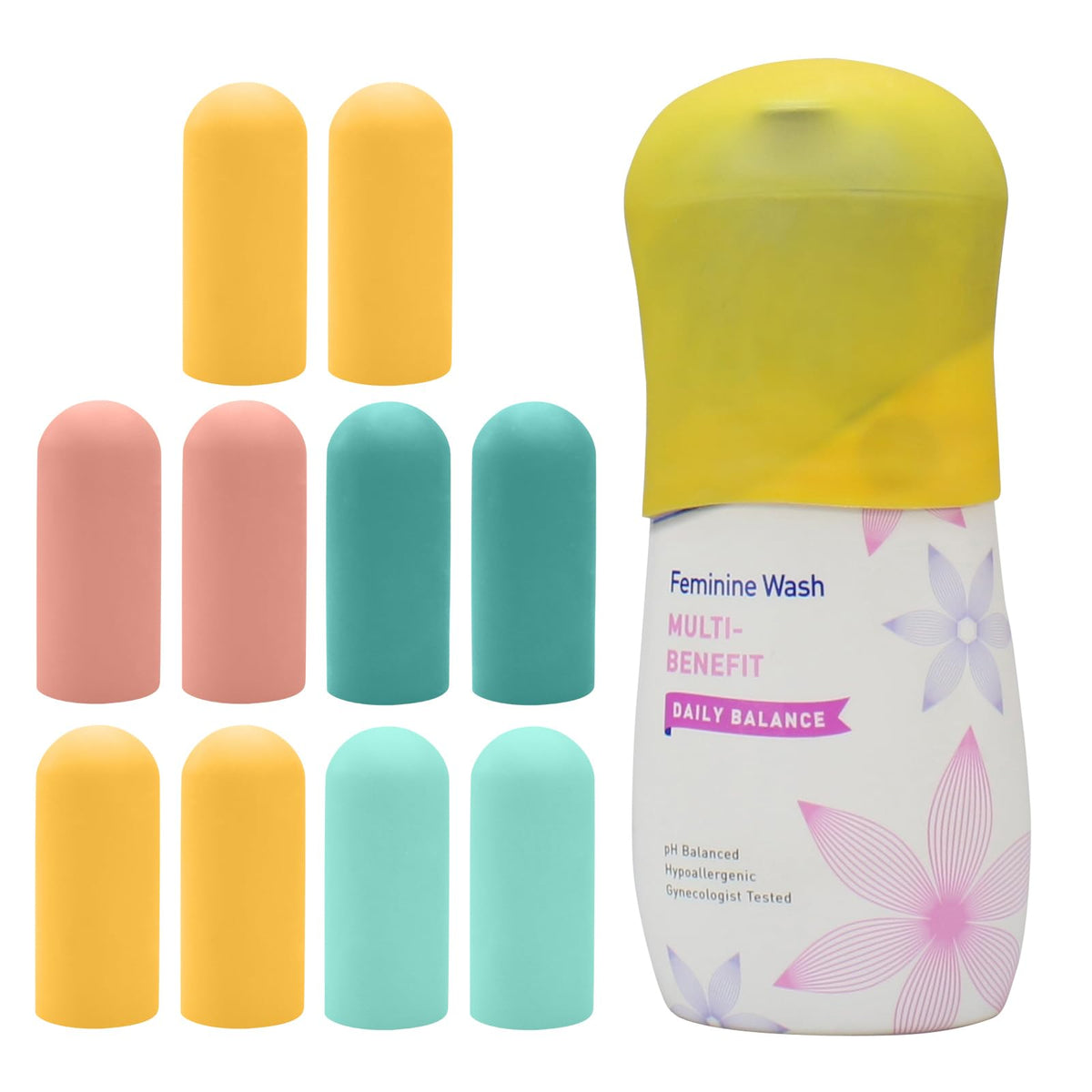 TRANOMOS front packaging showing ten silicone bottle covers protecting bottles