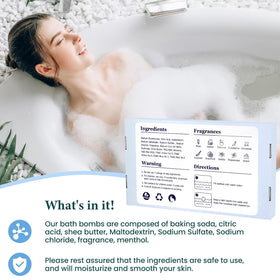 TranquilBliss bath bomb in a styled bathroom setting selling relaxation ritual