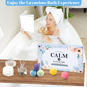 TranquilBliss hand holding multiple bath bombs showing quantity and value advantage