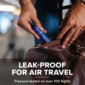 Travalo beside credit card showing scale and TSA-friendly small volume convenience