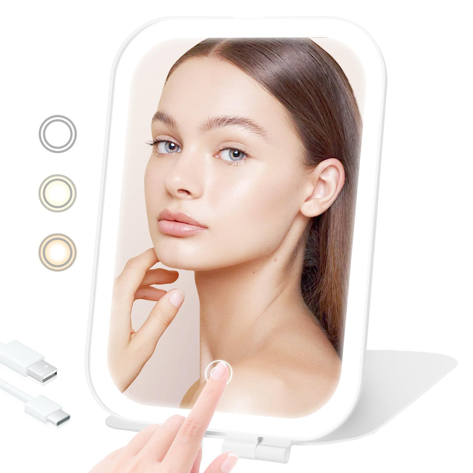 TREASO front view showing mirror face and stable base, for precise on-the-go makeup