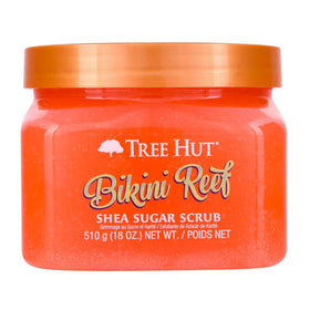 Tree Hut front jar showing Bikini Reef packaging and benefit of tropical scent