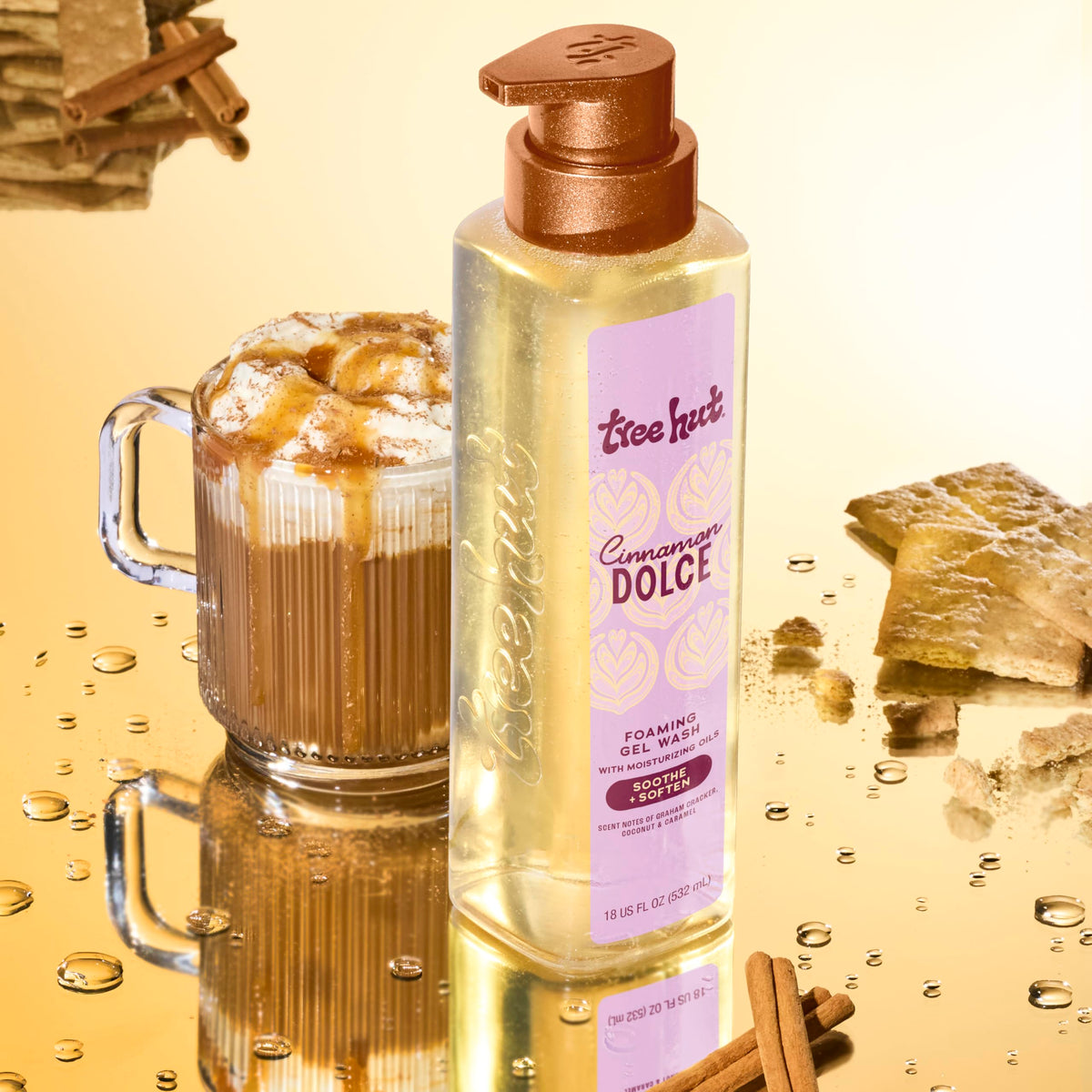 Tree Hut pump in use dispensing gel for mess-free shower benefit
