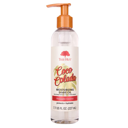 Tree Hut front bottle view showing tropical Coco Colada scent and benefits