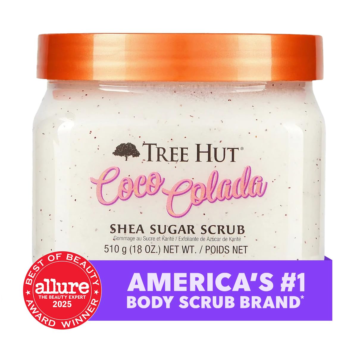 Tree Hut open jar texture showing creamy sugar scrub for visible exfoliation