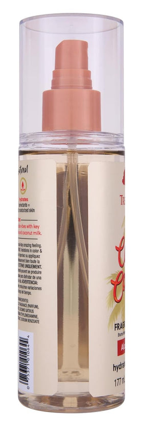 Tree Hut Coco Colada mist spraying, shows fine mist and quick refresh benefit