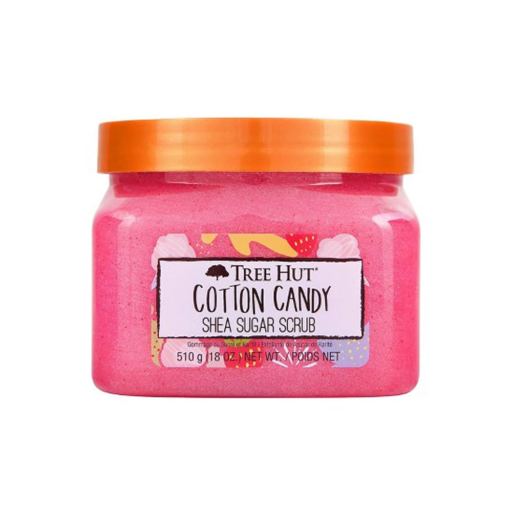 Tree Hut front packaging showing jar and playful cotton candy scent benefits