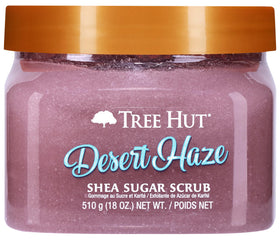 Tree Hut Desert Haze front jar showing packaging and warm smoky floral scent benefits
