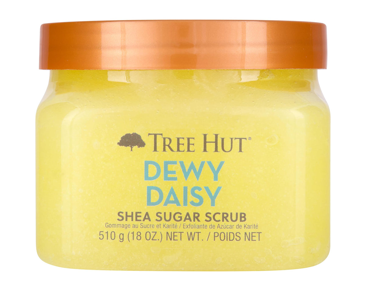 Tree Hut front jar view showing Dewy Daisy label and size benefit