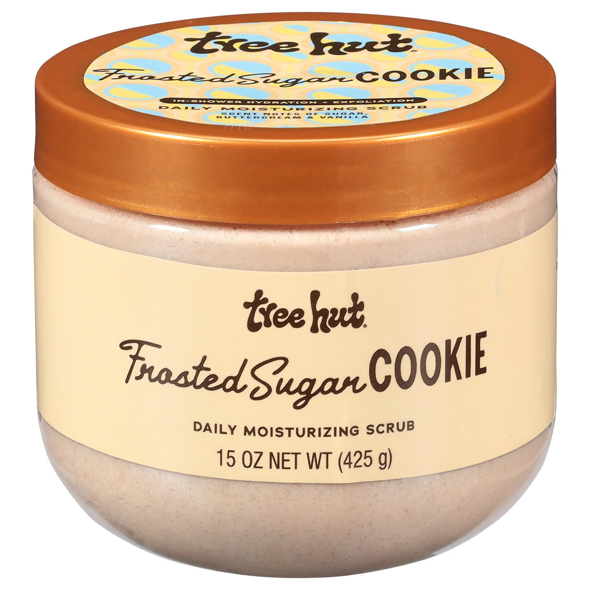 Tree Hut jar front view showing label and 15 oz size, inviting soft skin