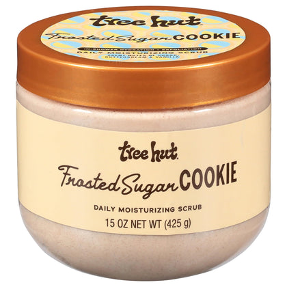 Tree Hut jar front view showing label and 15 oz size, inviting soft skin