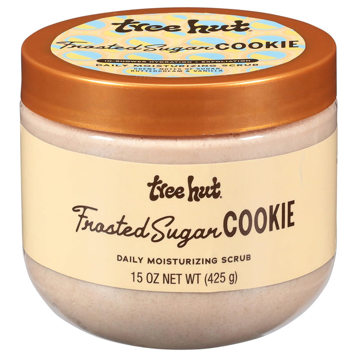 Tree Hut jar front view showing label and 15 oz size, inviting soft skin