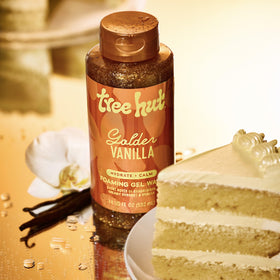 Tree Hut close-up of label highlighting shea butter and natural oils