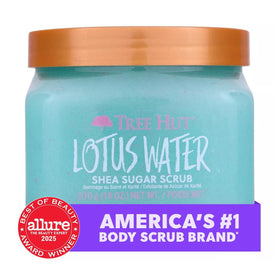 Tree Hut shea butter and sugar ingredients conveying nourishing exfoliation