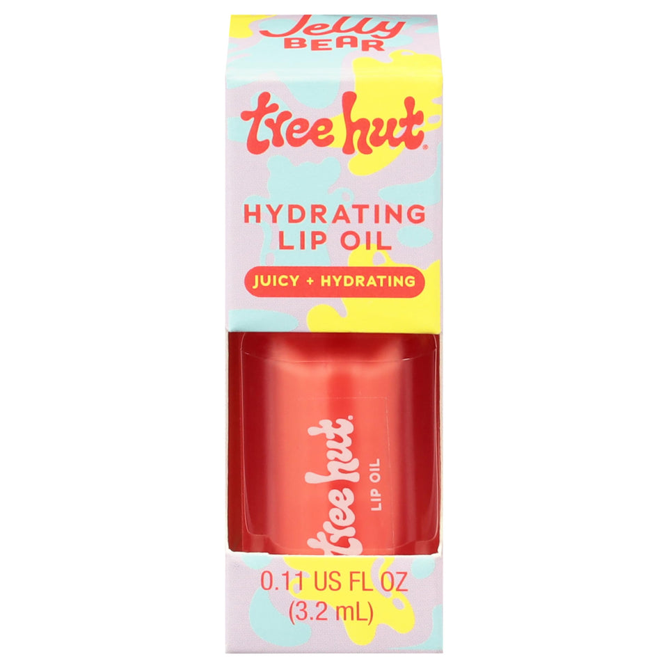 Tree Hut front packaging showing glossy jelly bear lip oil benefits