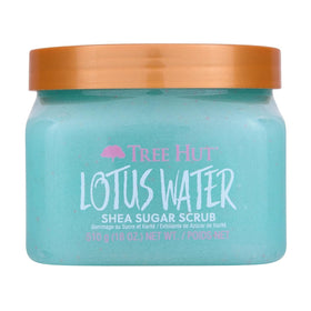 Tree Hut jar front label showing lotus water scent and benefits