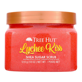 Tree Hut front jar showing label and vivid lychee scent benefit
