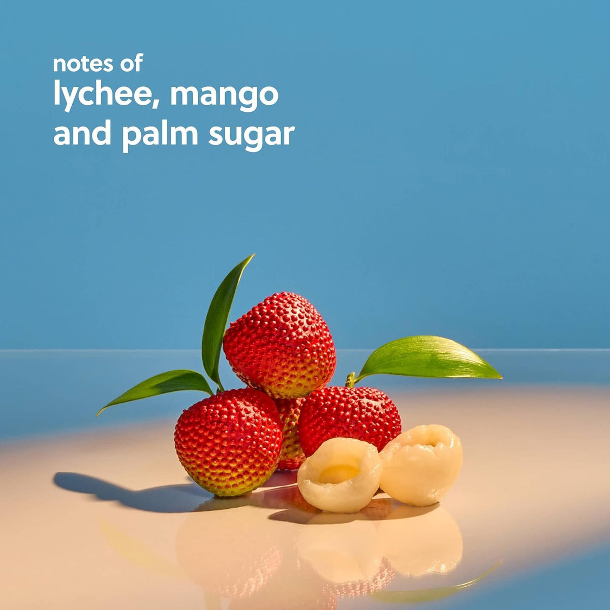 Tree Hut ingredients label highlighting lychee and mandarin extracts