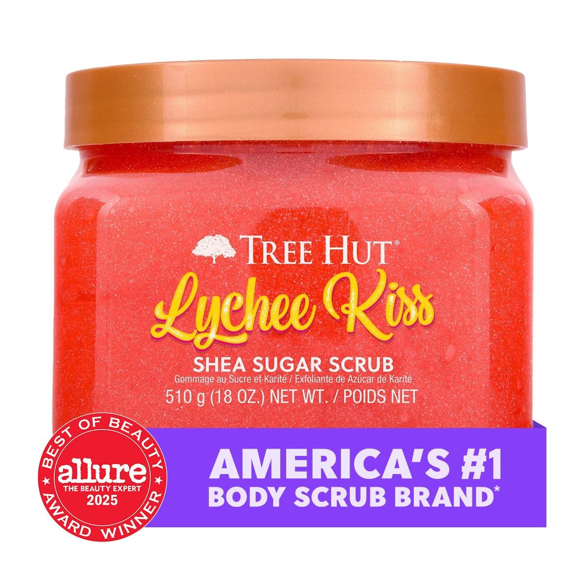 Tree Hut open jar revealing creamy shea butter blend for hydration