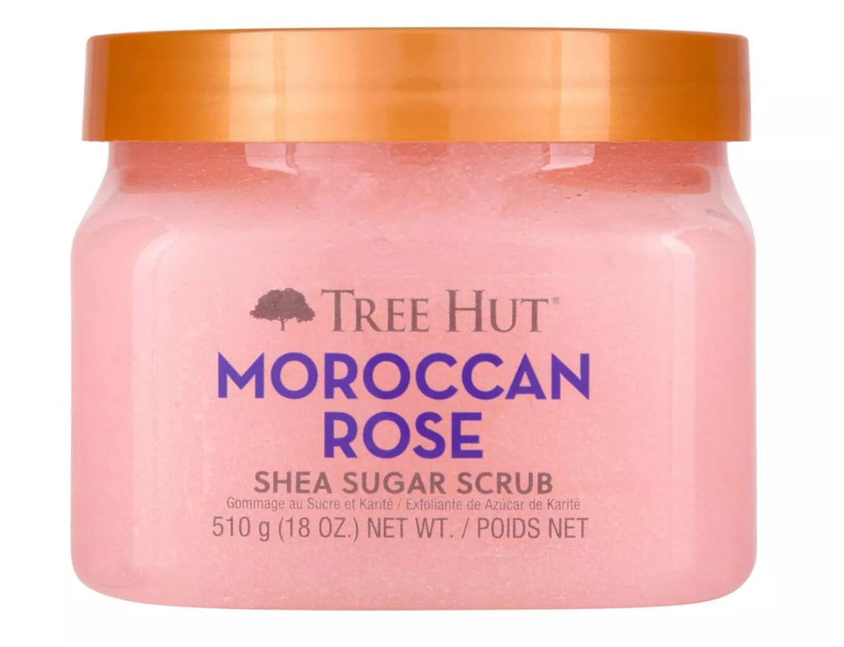 Tree Hut jar front view showing Moroccan Rose label and size