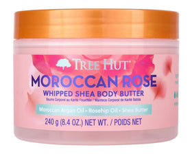 Tree Hut front jar view showing Moroccan Rose packaging and soft hydration