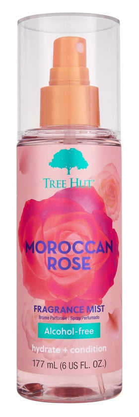 Tree Hut front packaging of Moroccan Rose mist shows bottle and label for easy identification and gifting