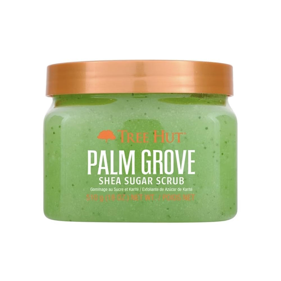 Tree Hut front jar showing Palm Grove label and 18 oz size for value