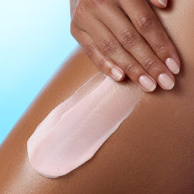 Tree Hut lotion texture swipe highlighting shea butter creaminess and absorption