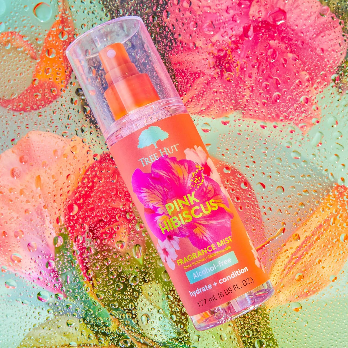 Tree Hut mist on forearm illustrating hydrating feel and gentle scent