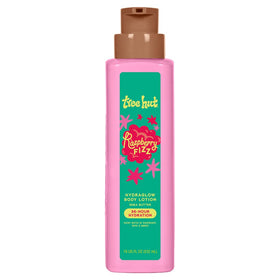 Tree Hut bottle front view showing vibrant raspberry packaging and hydration benefits