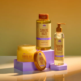 Tree Hut on bathroom shelf styled for daily routine and cozy aroma