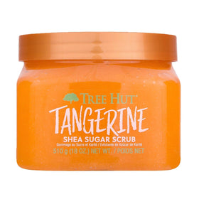 Tree Hut front jar showing tangerine-scented scrub and bright packaging for appeal