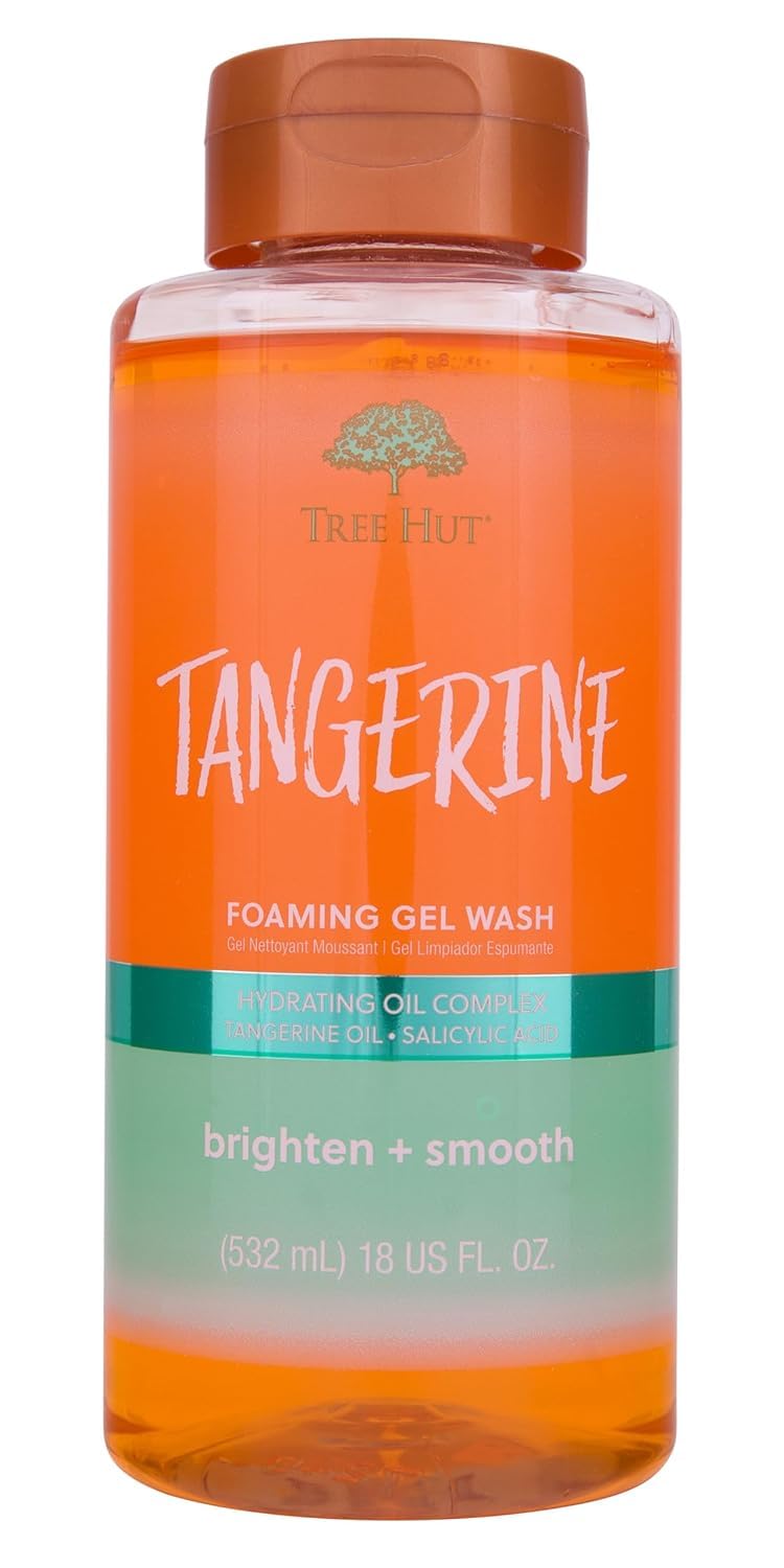 Tree Hut front packaging showing tangerine scent and hydrating benefits