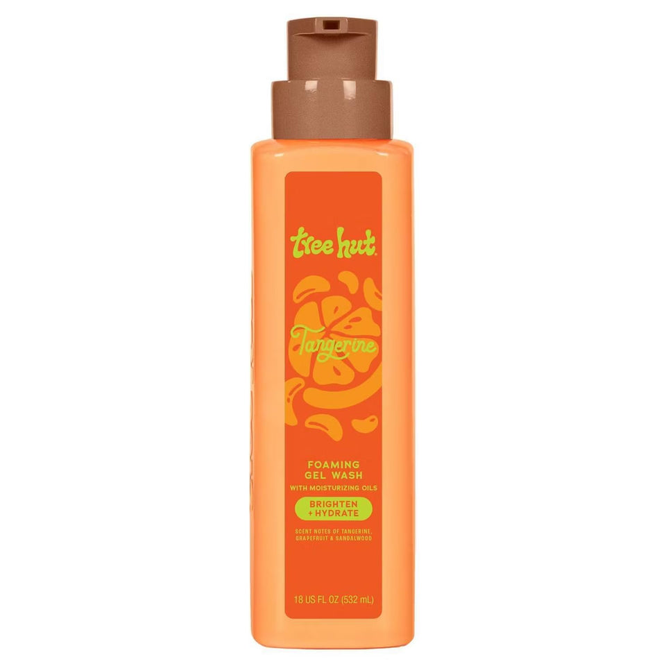 Tree Hut pump bottle front view showing label and easy dispensing benefit