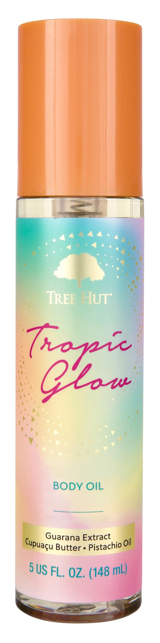 Tree Hut front bottle shot showing Tropic Glow packaging and easy pump