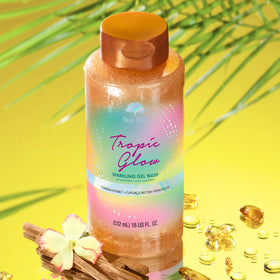 Tree Hut bottle pump and label highlighting hydrating formula benefits
