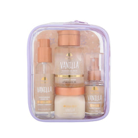 Tree Hut front packaging showing the travel-size vanilla gift set and easy gifting
