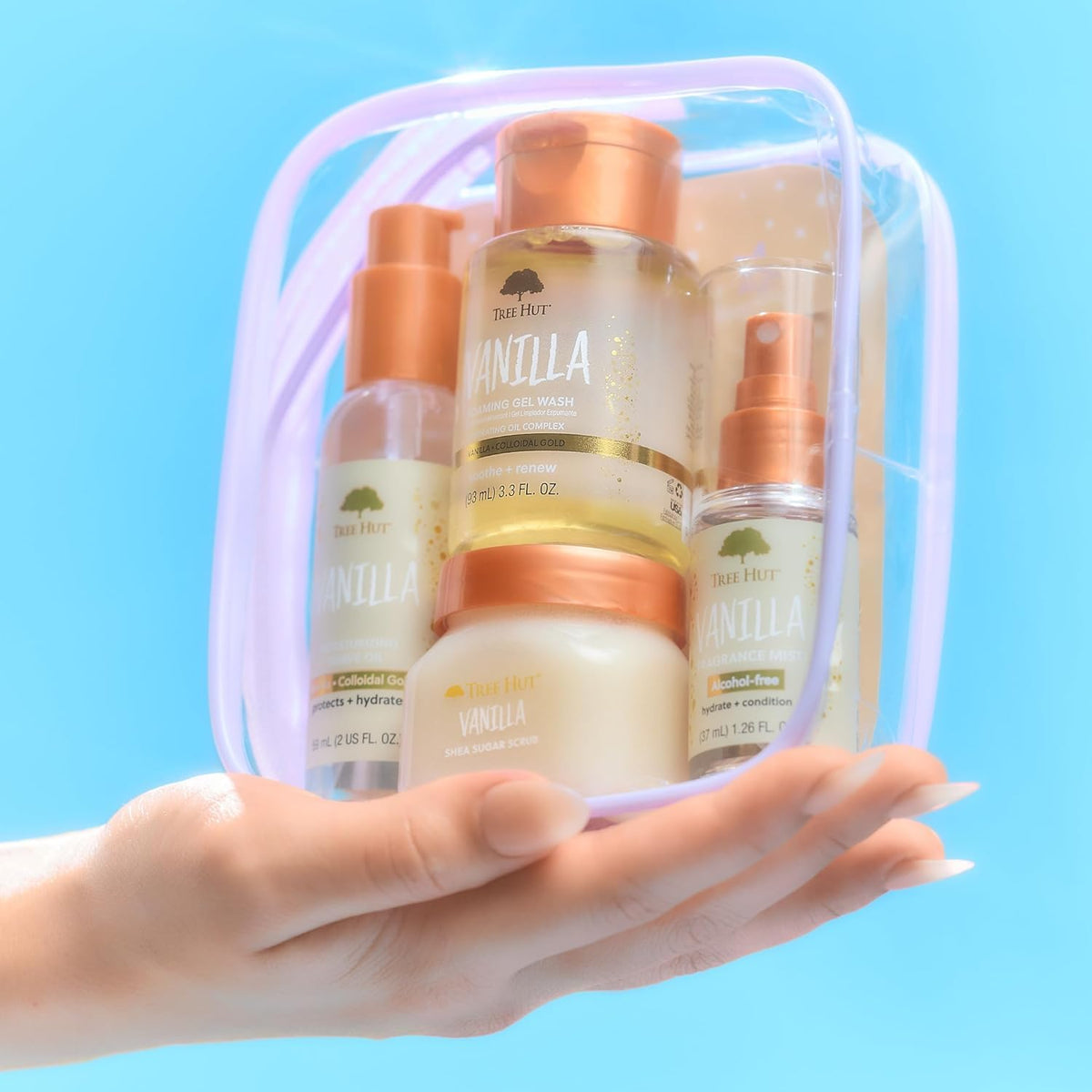 Tree Hut foaming gel wash pump producing creamy lather for hydrated cleansing