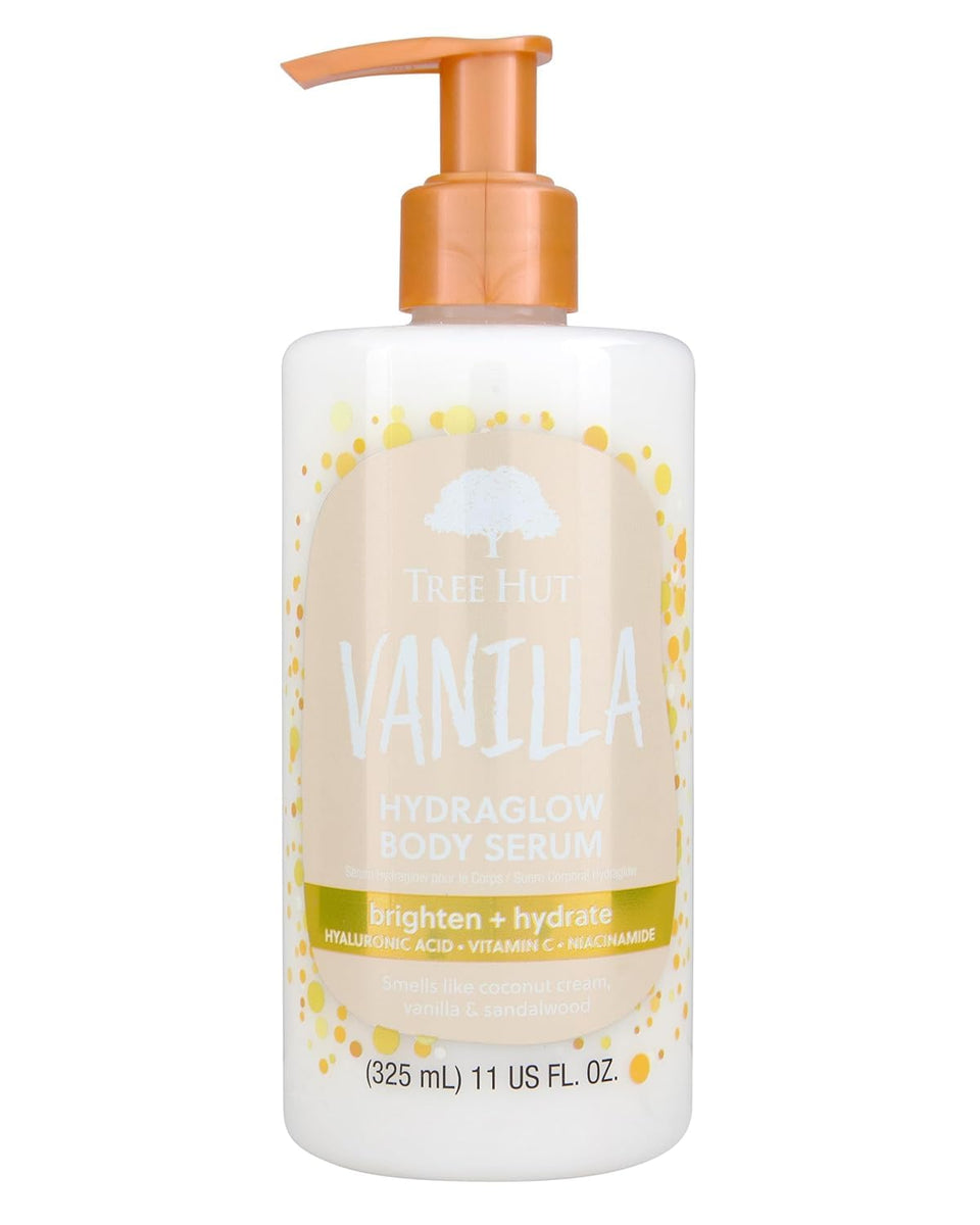 Tree Hut bottle front packaging showing label and vanilla scent benefit