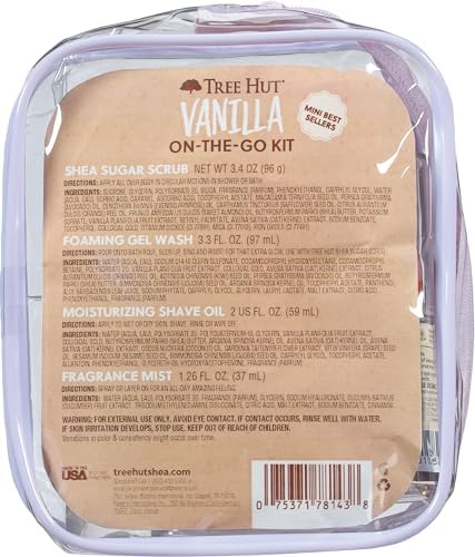Tree Hut ingredient label with shea butter showing nourishing hydration benefits