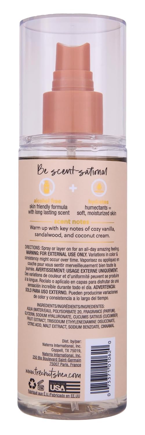 Tree Hut mist on skin showing hydrated finish and non-sticky feel