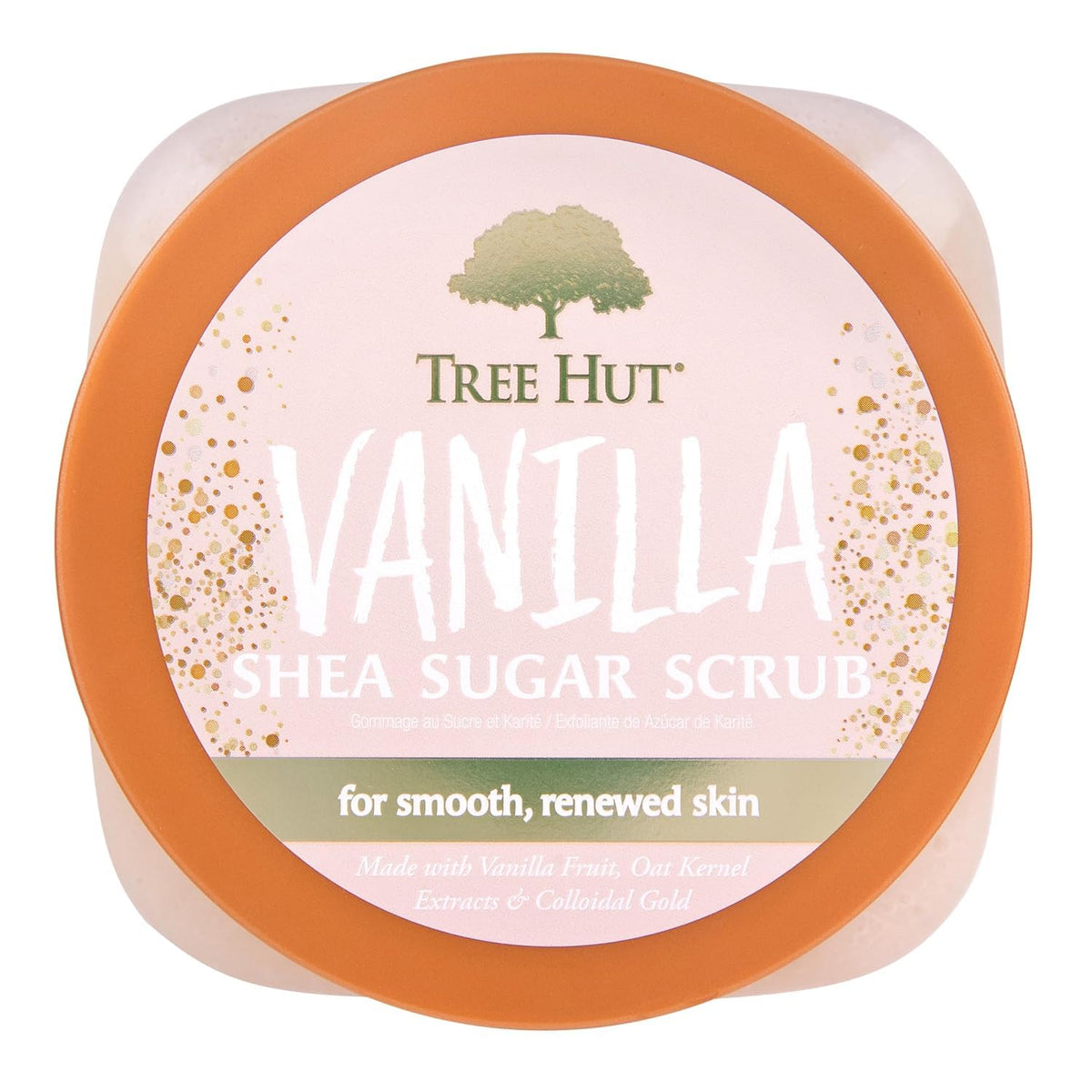 Tree Hut open jar texture close-up displaying creamy sugar scrub for smooth skin