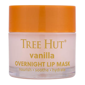 Tree Hut jar front view showing vanilla overnight lip mask perfect for nightly hydration