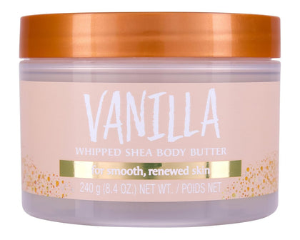 Tree Hut jar front view showing vanilla whipped shea butter for soft skin
