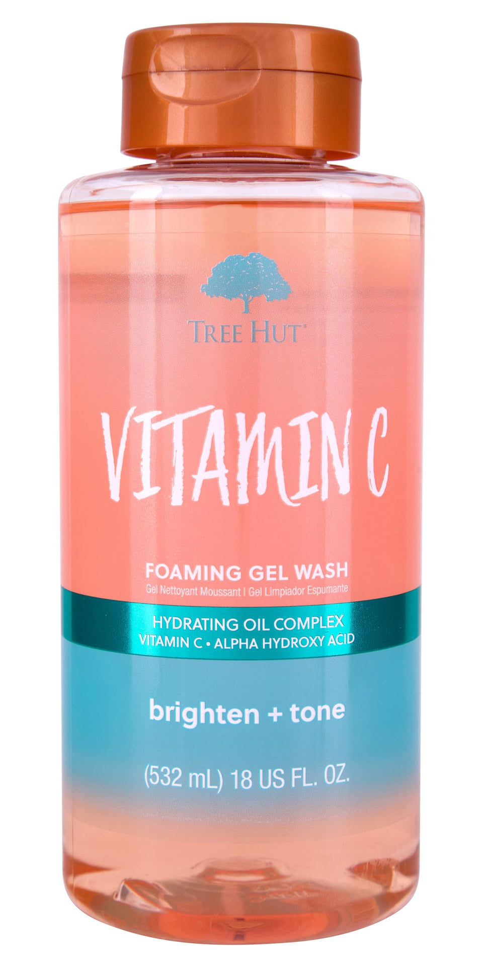 Tree Hut front packaging showing bottle and bright label, promotes fresh citrus scent