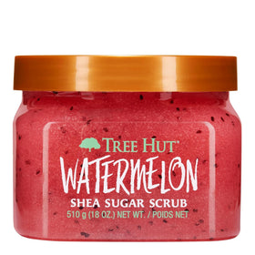 Tree Hut front packaging showing jar and vibrant watermelon scent benefits