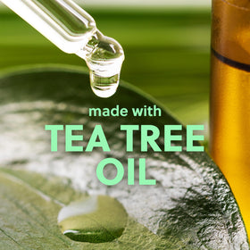 Tree Hut product label listing key acids and tea tree for soothing