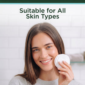 Tree of Life Beauty pad being applied to cheek showing smooth, even exfoliation