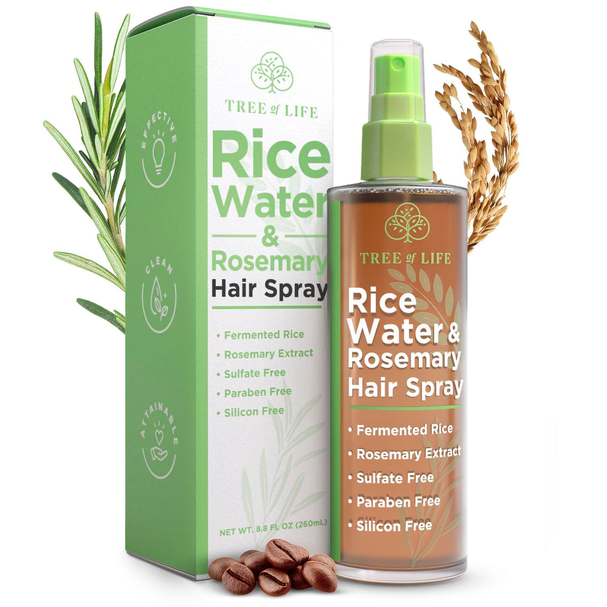 Tree of Life Beauty front packaging showing bottle and label, clear product benefits